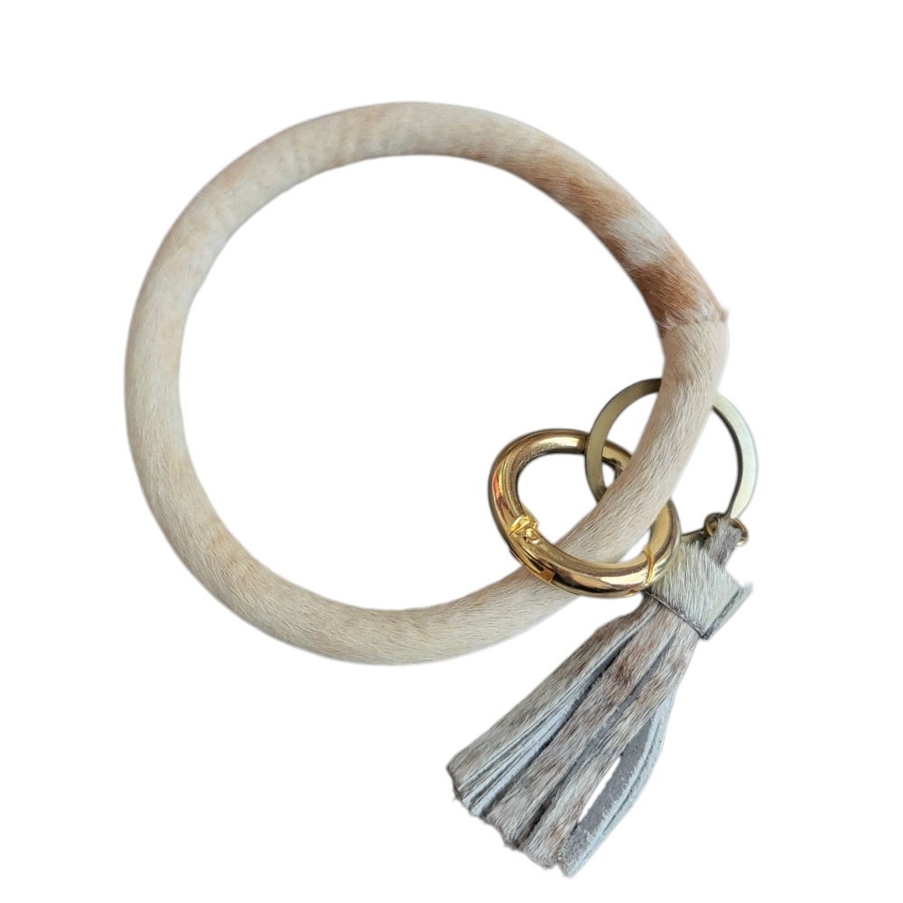 Cowhide Tassel Keychain Bracelet